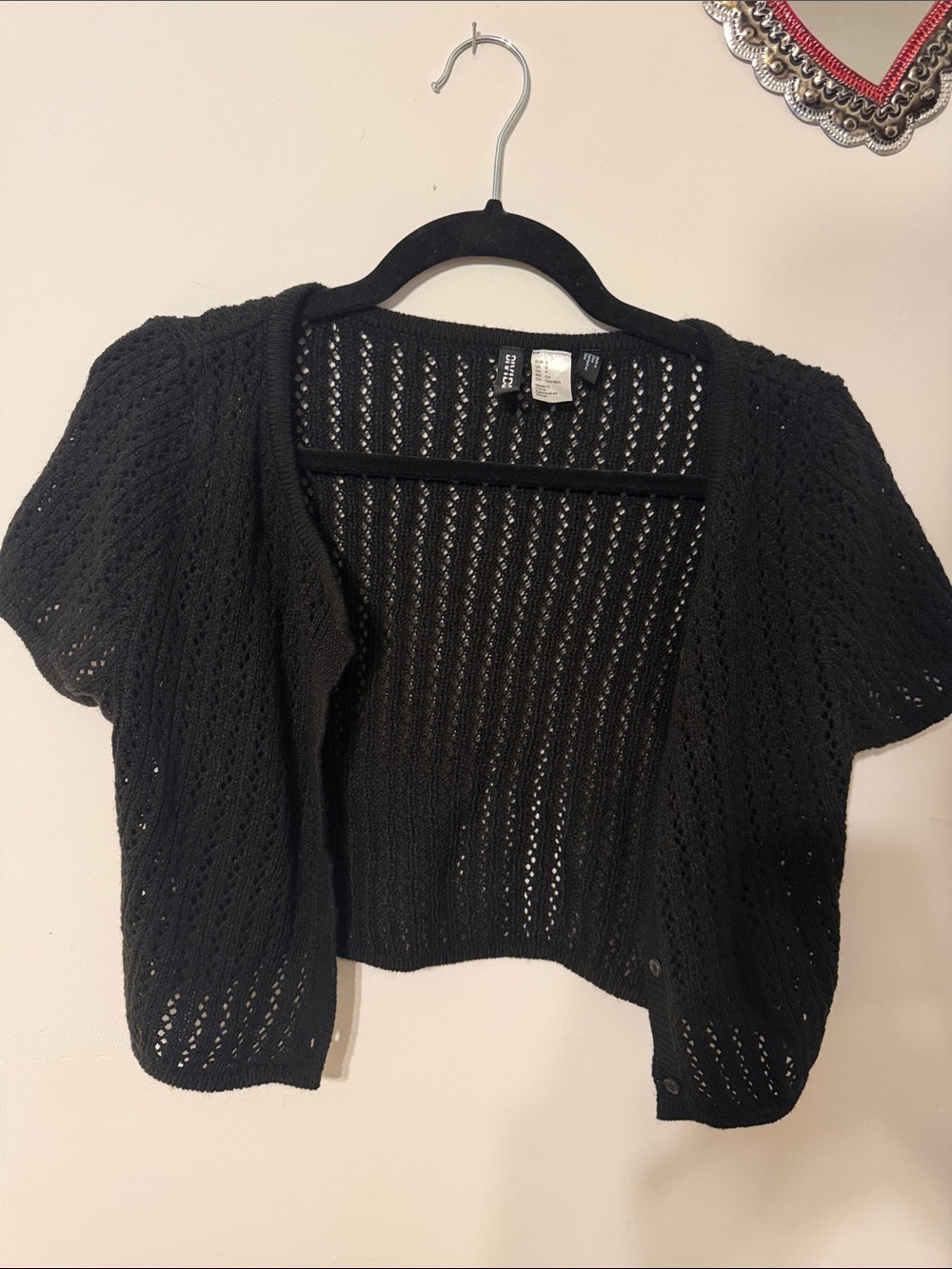 H&M Black Open-Knit Cropped Shrug